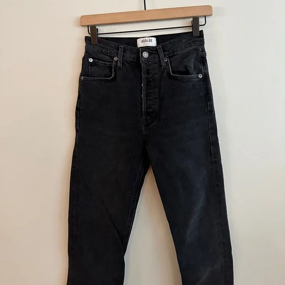AGOLDE Riley High Rise Straight - Black - Size 23